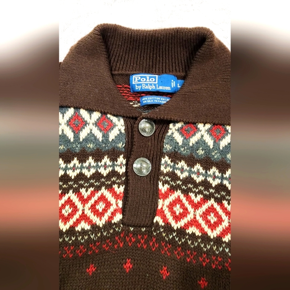 Polo Ralph Lauren Nordic Fair Isle Sweater sz L - Picture 2 of 3